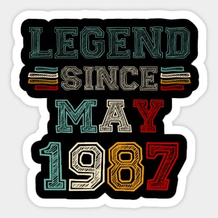 36 Years Old Legend Since May 1987 36th Birthday Sticker